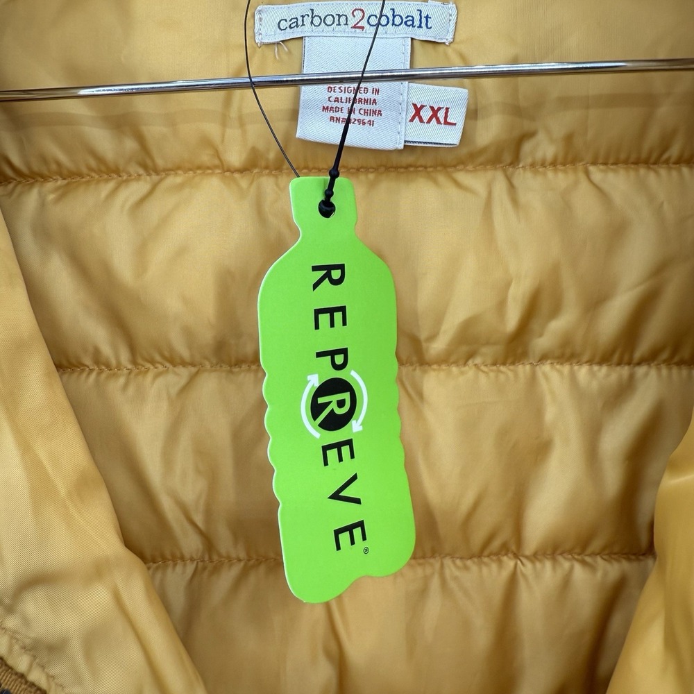 Carbon 2 Cobalt Mens Yellow Puffer Vest Size XXL New With Tags Recycled Material - Picture 6 of 9